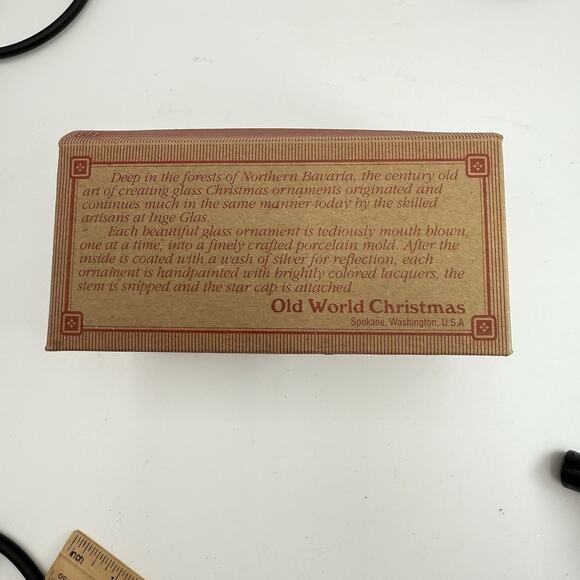 Gold Glitter Glass Clam SeaShell Christmas Ornament Old World Christmas 4" VTG - Picture 8 of 8